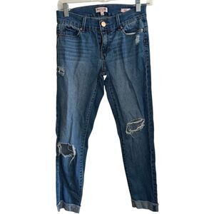 Juicy Couture ripped knee skinny ankle blue jeans size 2